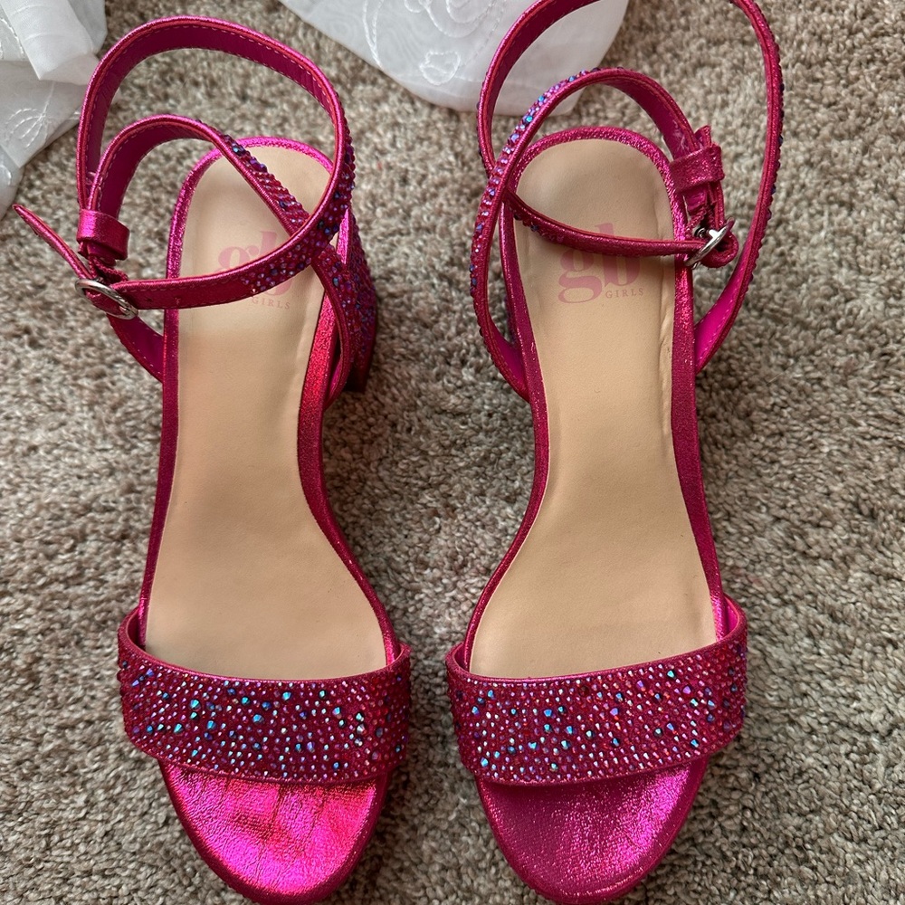 GB girls Pink Dress Shoes with Glittery Straps